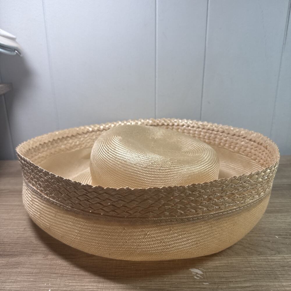 Vintage Oscar de la Renta Natural Straw Wide Brim Hat